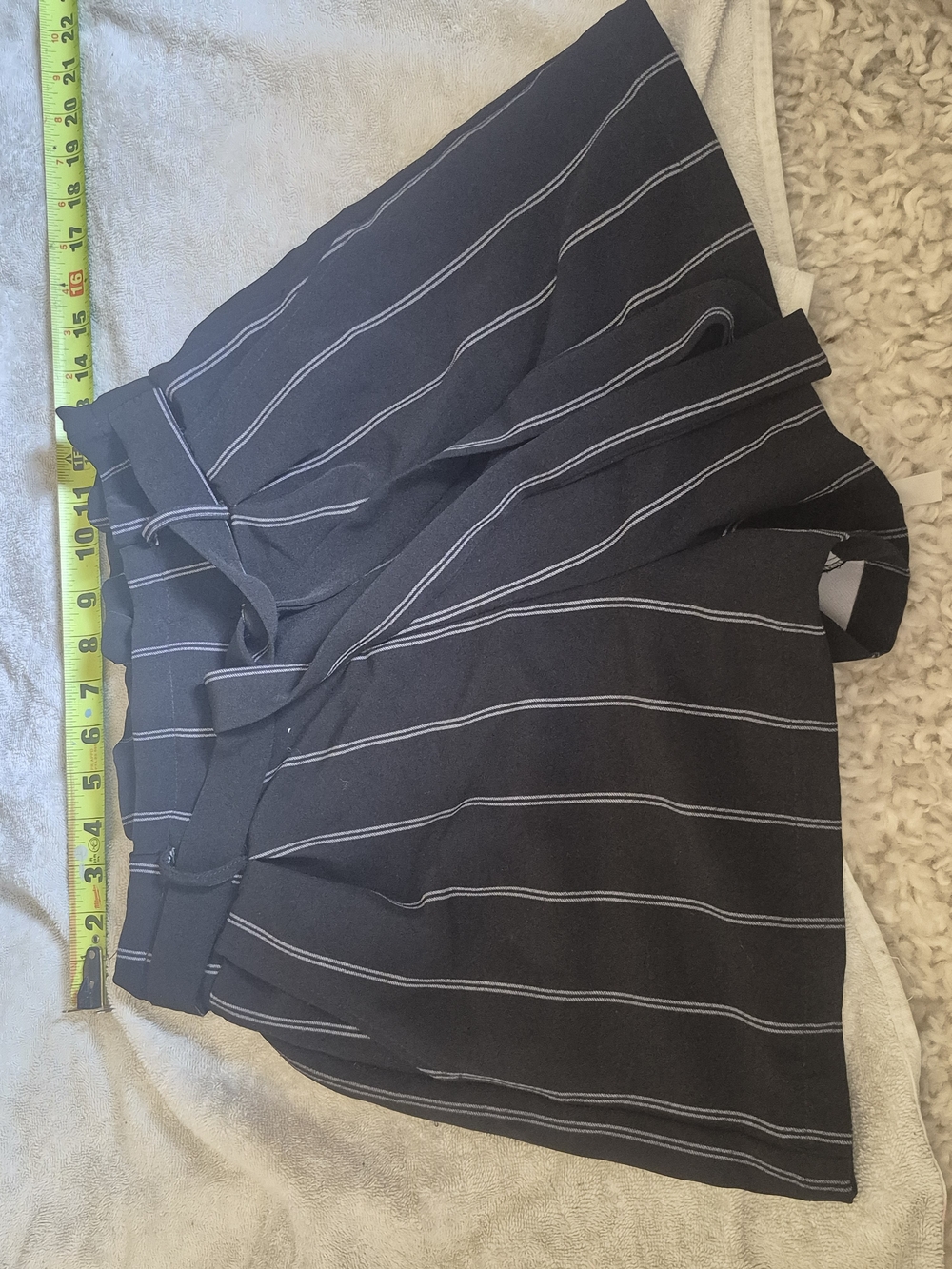 Black and White Striped Paperbag Waist Shorts